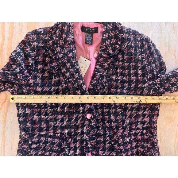NWT Silkland Petite Tweed Jacket Women’s Large LP Pink Silk Blend Raw Hem Career - Picture 4 of 13